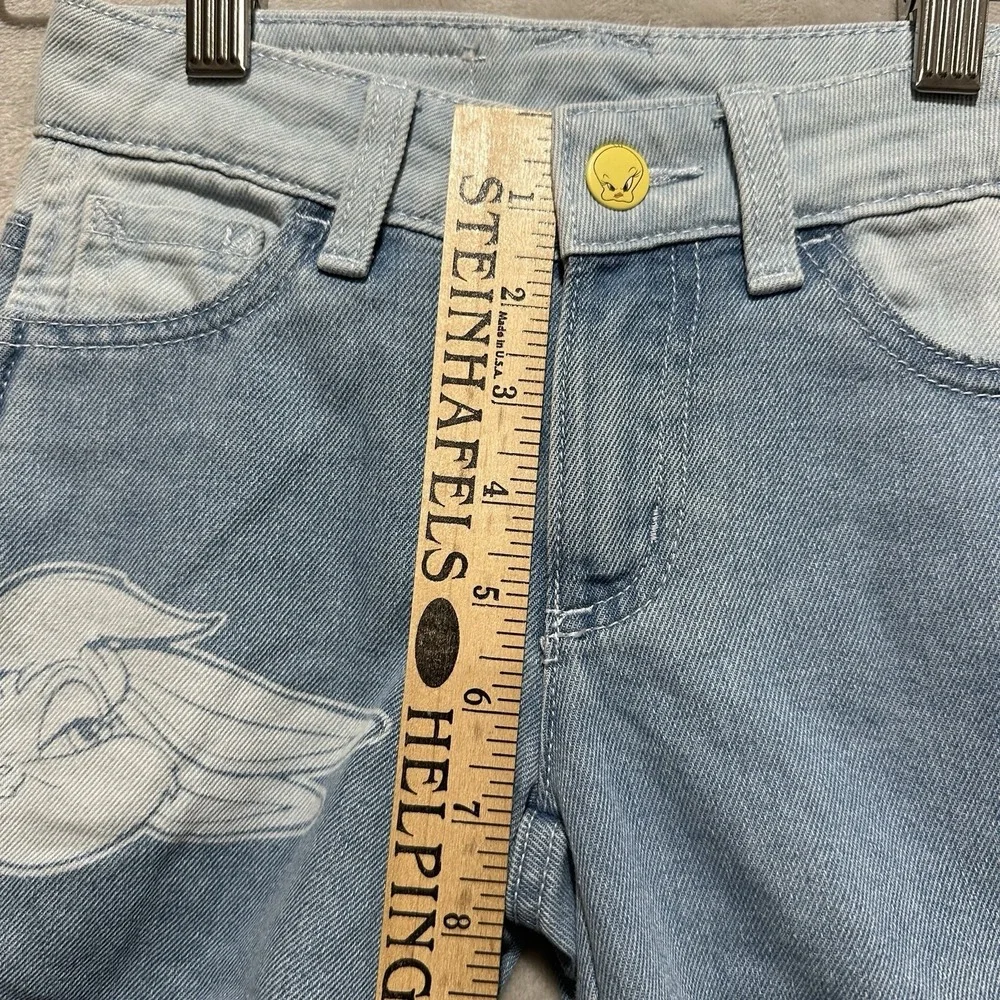 Justice Looney Tunes Barrel Jeans Youth‎ Size 6 Light Wash Cargo Denim